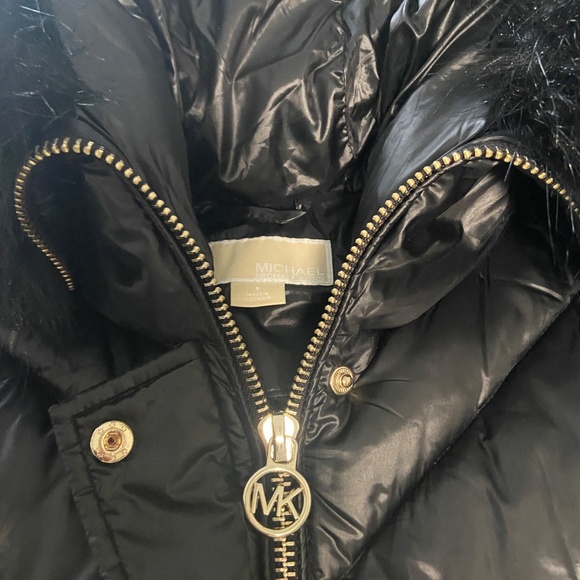 Michael Kors Women's Metallic Belted Faux-Fur-Trim Hooded Puffer Coat Size S - Picture 10 of 14